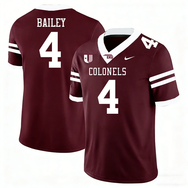 Eastern Kentucky Colonels #4 Jeremiah Bailey College Football Jerseys,Uniforms Stitched-Maroon